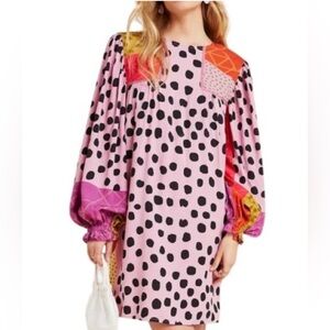 Anthropologie Bl^nk London Womens Miranda Tunic Dress Mixed Media Patchwork